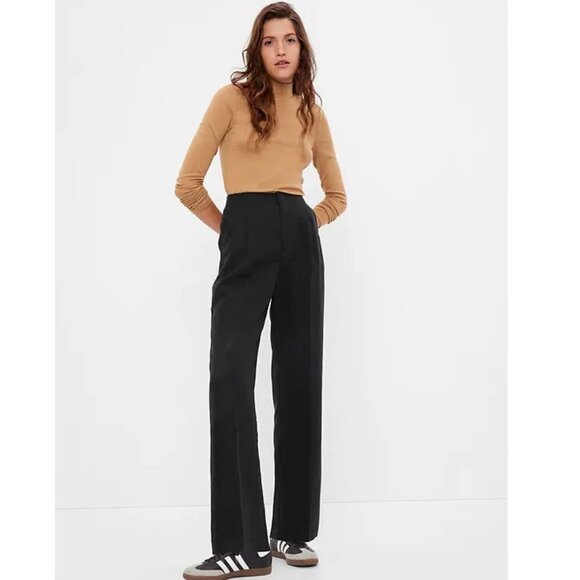 NWT! GAP Black Noir SoftSuit Wide Leg Trousers in TENCEL™ Lyocell - Multiple 💙 - Picture 1 of 4